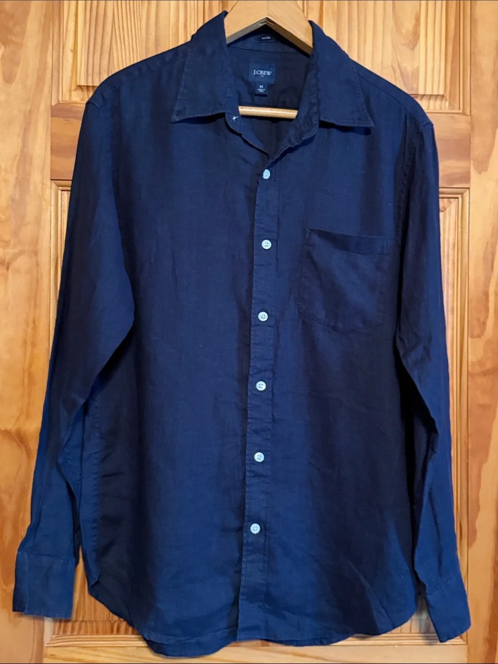 J. Crew Dark Navy Long-Sleeve Linen Blend Button-Down Shirt